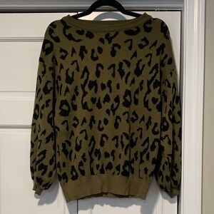 Leopard Print Sweater - Olive and Black